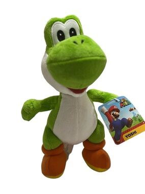 Nintendo Super Mario Green and White Yoshi Plush with Orange Boots 9” New